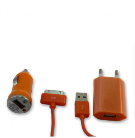 3 en 1 Cargador Coche y Red Naranja