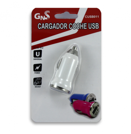 Mini Cargador USB coche BLANCO