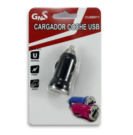 Mini Cargador USB coche NEGRO